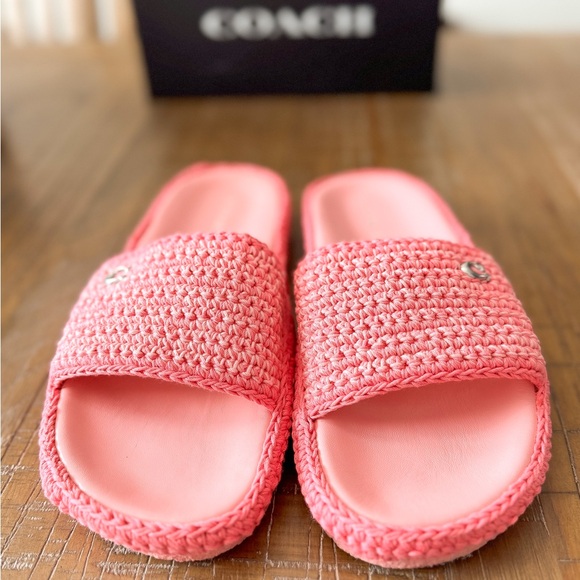 Coach Averie Crochet Flower Pink Sandals - Picture 2 of 5